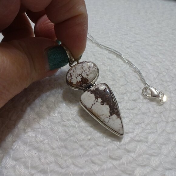 Natural WILD HORSE JASPER Handmade Sterling 925 Pendant/Chain #771C - Picture 3 of 3